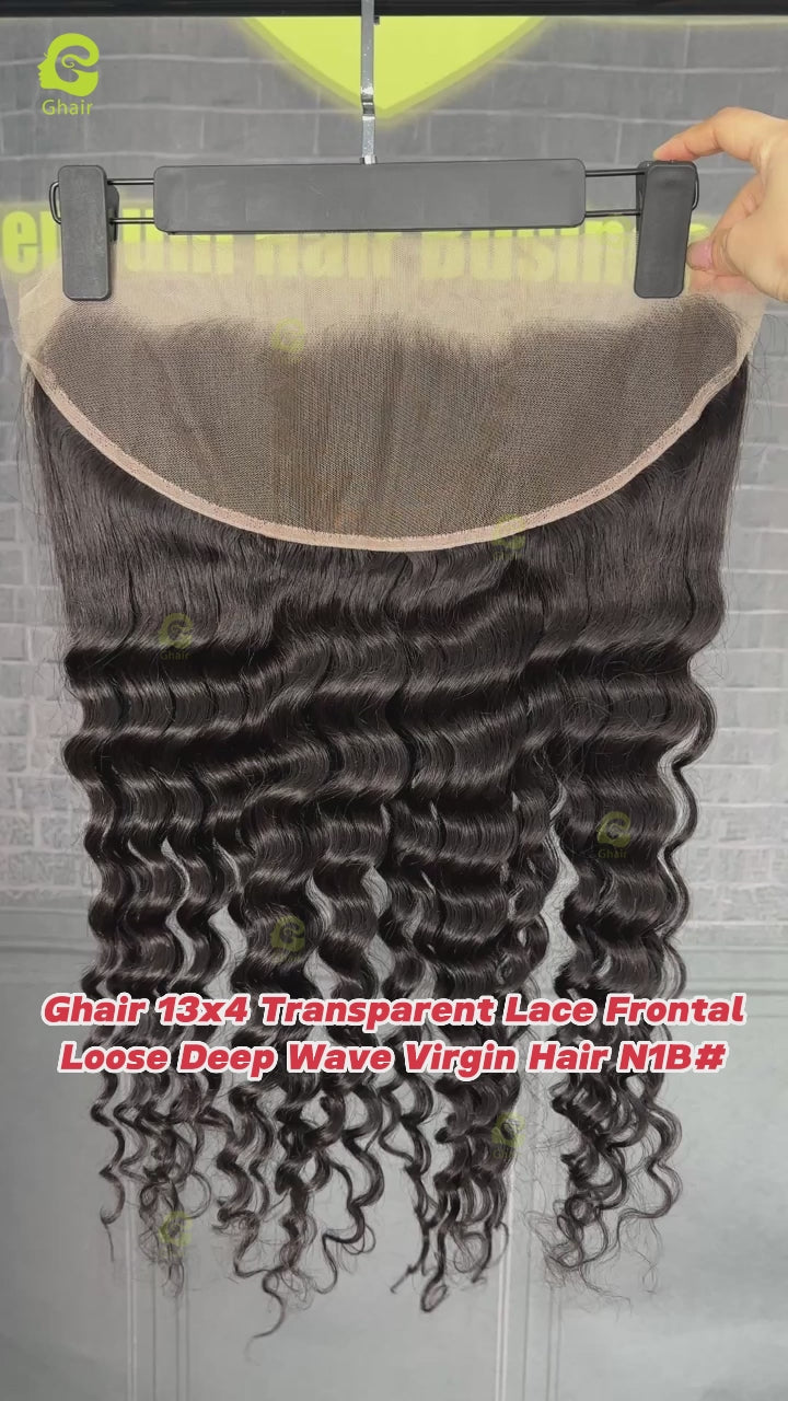 Ghair 13x4 Transparent Lace Frontal Loose Deep Wave Virgin Hair N1B#