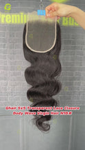 Load and play video in Gallery viewer, Ghair 5x5 Transparent Lace Closure Body Wave Virgin Hair N1B#
