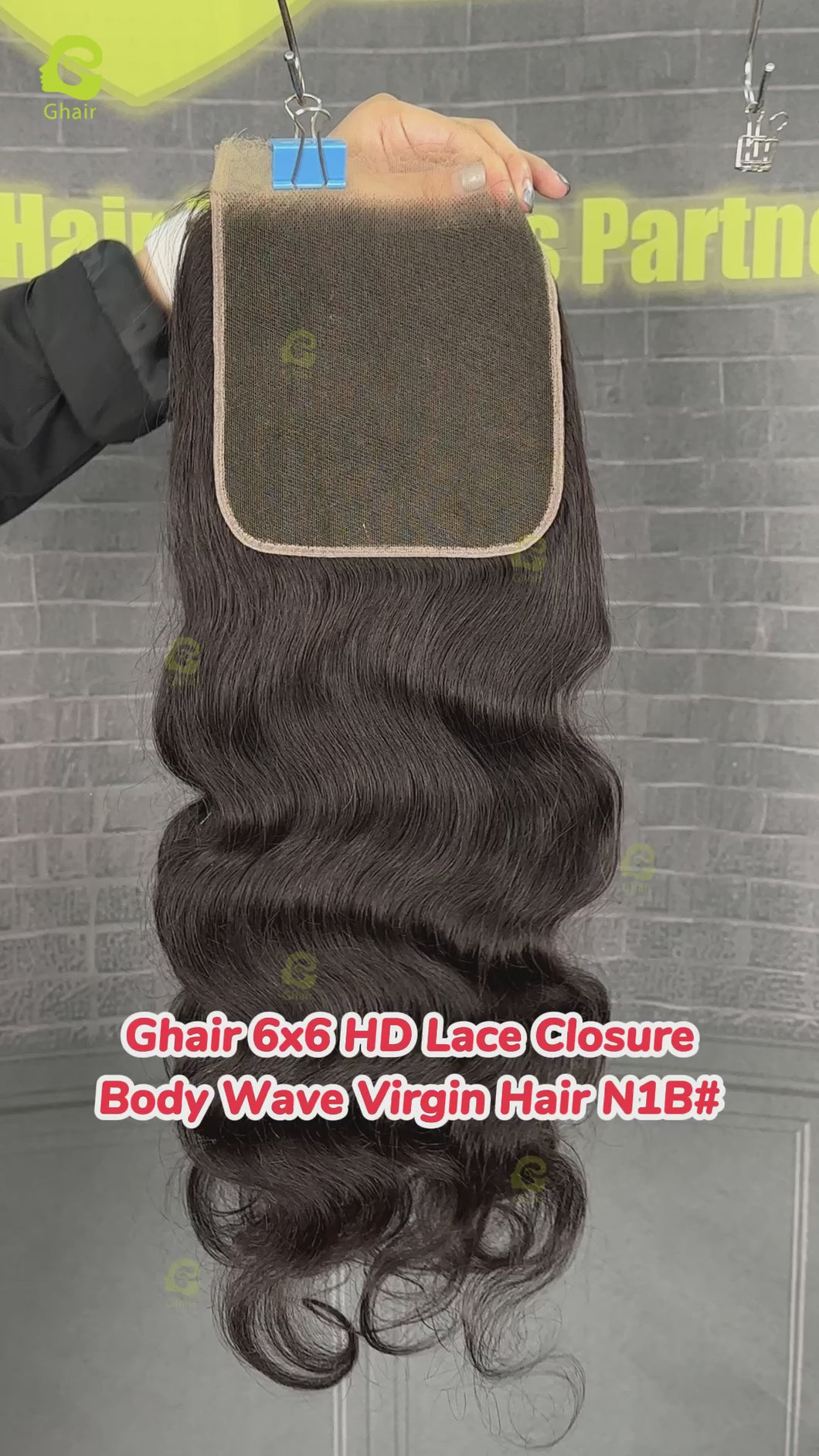 Ghair 6x6 HD Lace Closure Body Wave Virgin Hair N1B#