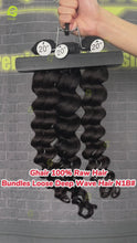 Load and play video in Gallery viewer, Ghair 100% Raw Hair Bundles Loose Deep Wave Hair N1B#
