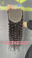 Load and play video in Gallery viewer, Ghair 6x6 Transparent Lace Closure Italian Curly Virgin Hair N1B#
