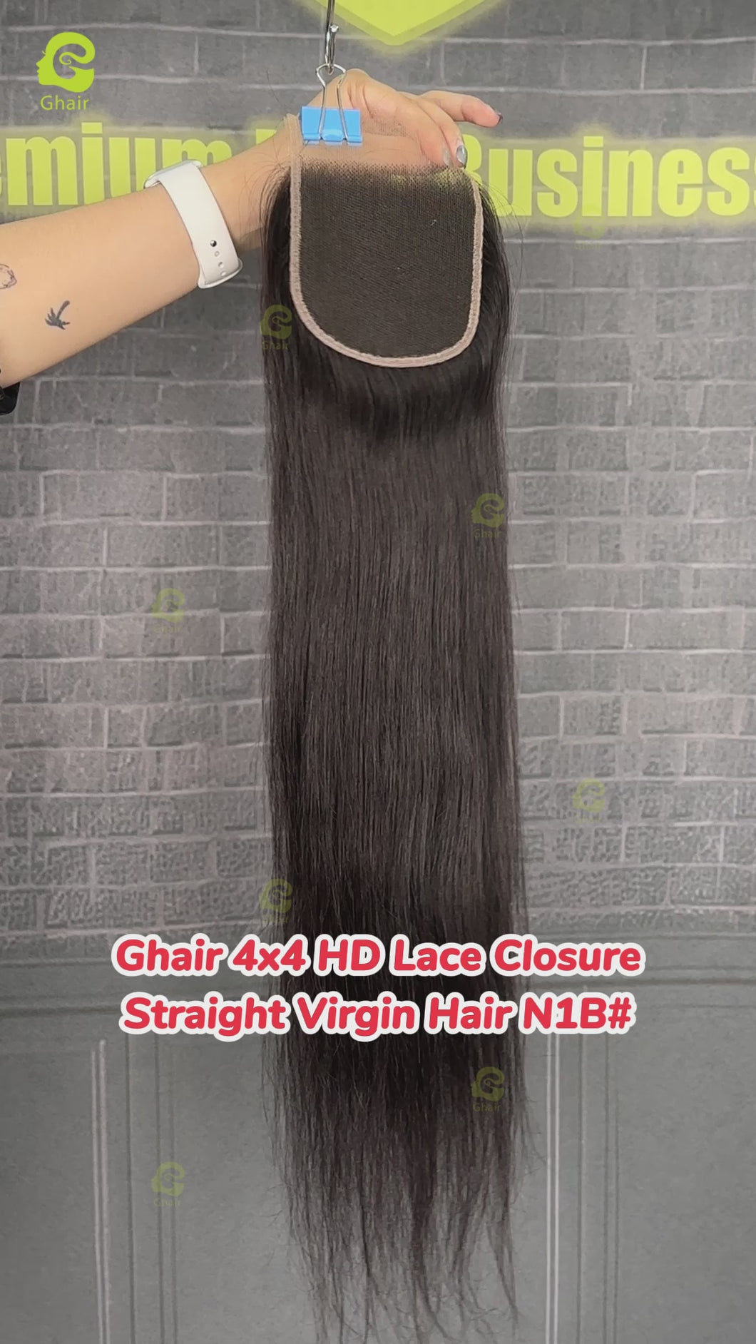 Ghair 4x4 HD Lace Closure Straight Virgin Hair N1B#