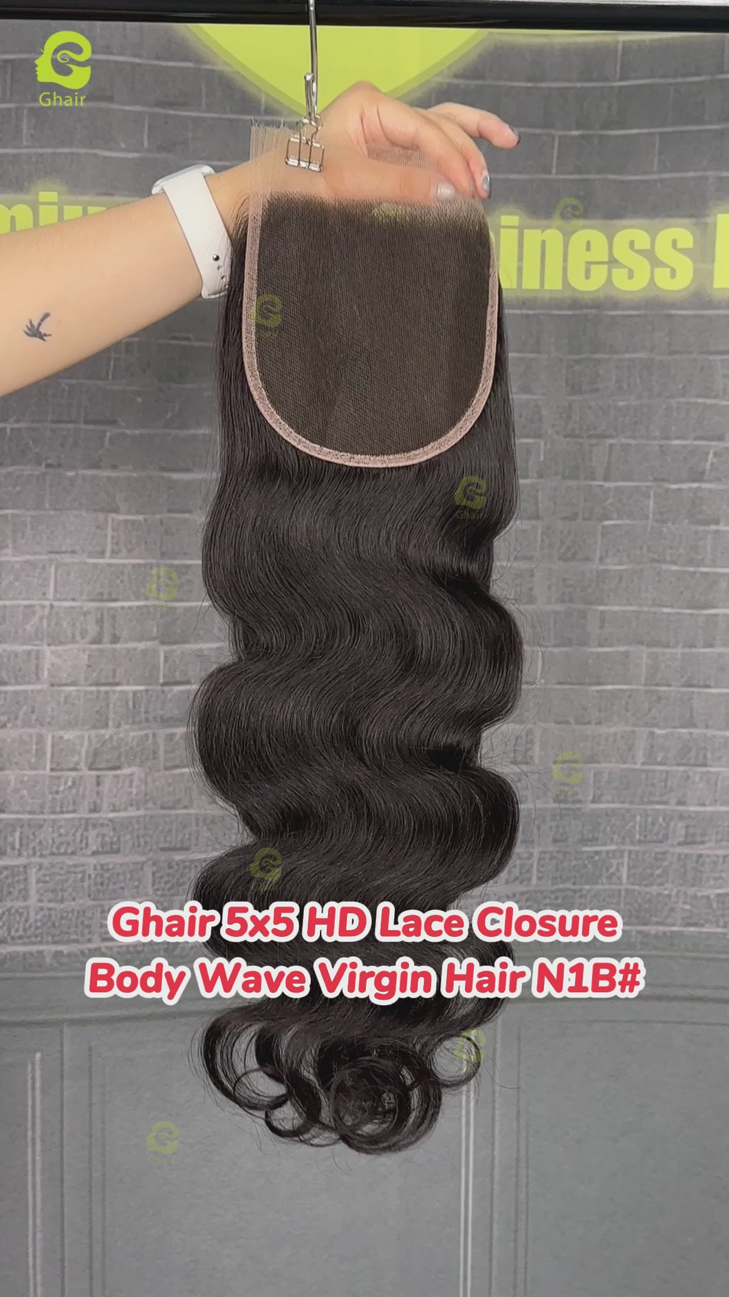 Ghair 5x5 HD Lace Closure Body Wave Virgin Hair N1B#