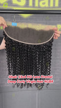 Load and play video in Gallery viewer, Ghair 13x4 HD Lace Frontal Deep Curly Virgin Hair N1B#
