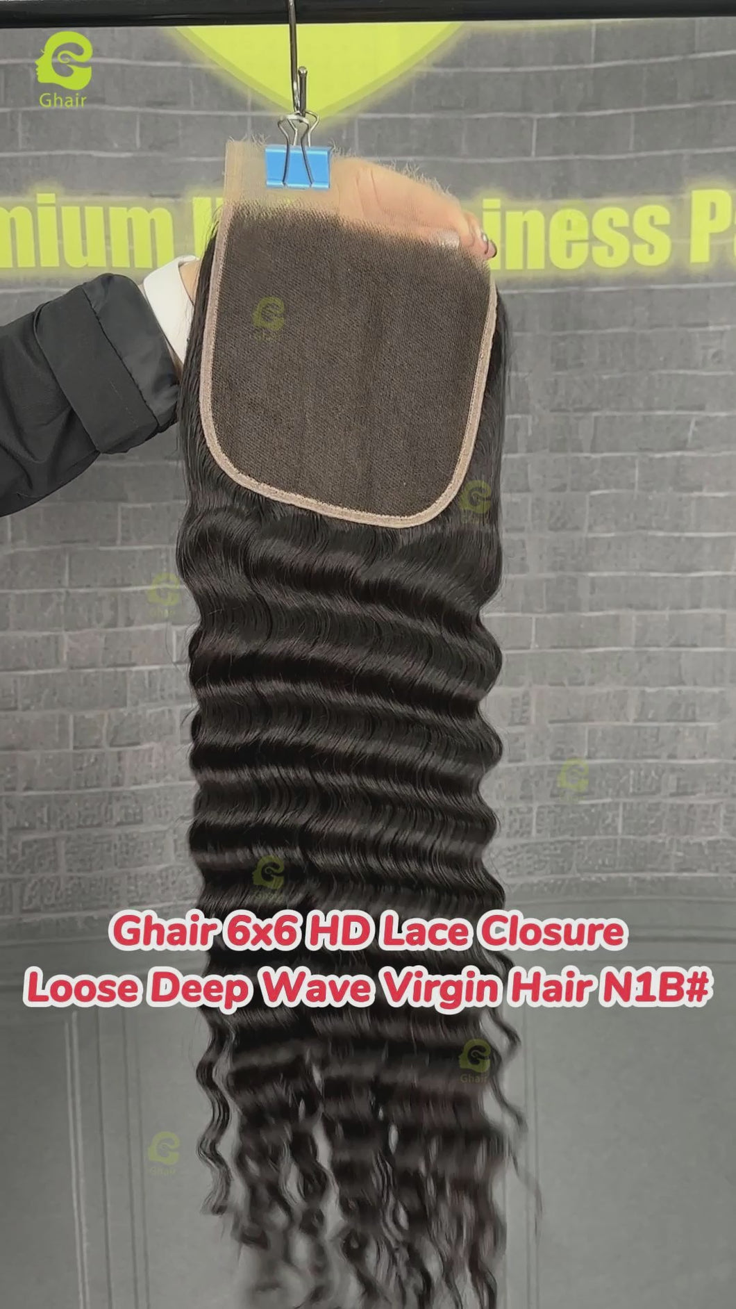 Ghair 6x6 HD Lace Closure Loose Deep Wave Virgin Hair N1B#