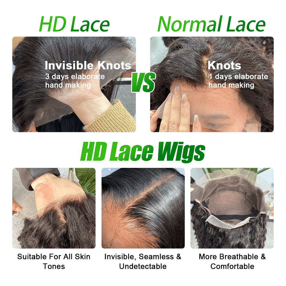 Ghair 13x4 HD Lace Frontal Wigs 180% Density 100% Peruvian Virgin Human Hair Wig