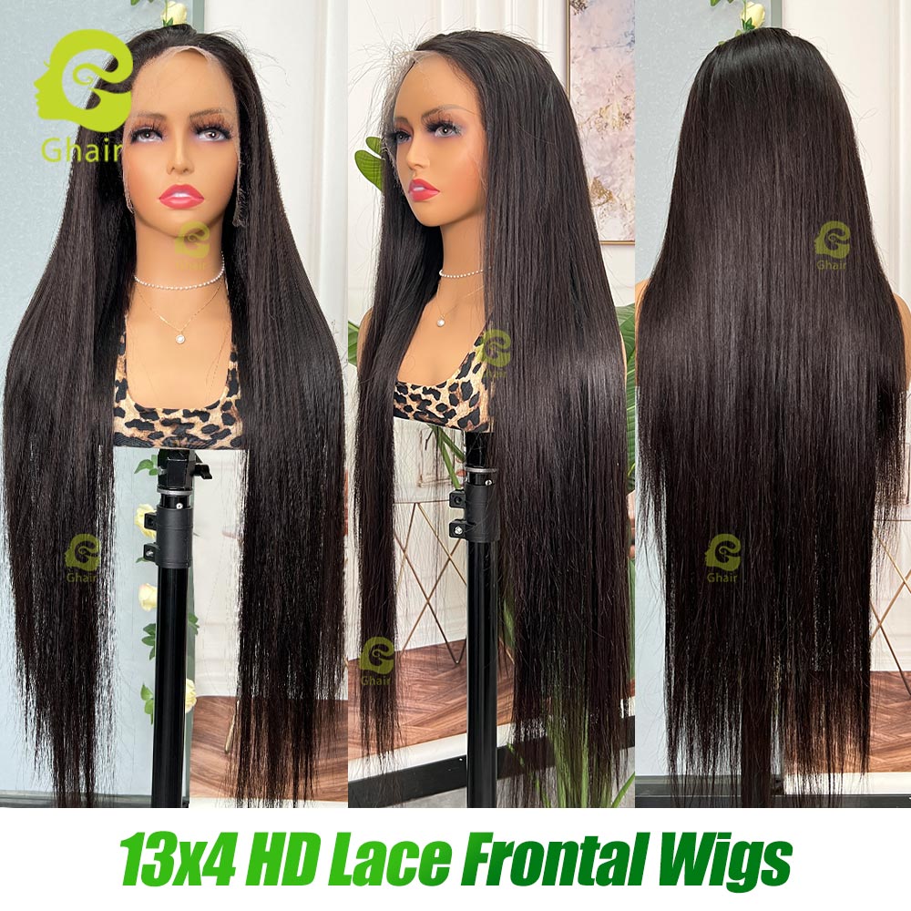 Ghair 13x4 HD Lace Frontal Wigs 180% Density 100% Peruvian Virgin Human Hair Wig