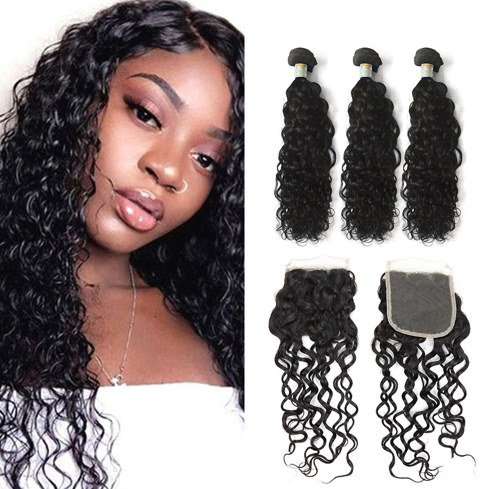 Ghair 100% Virgin Human Hair 3 Bundles With 5x5 HD Lace Closure 12A Itlian Curly Hair Brazilian Hair